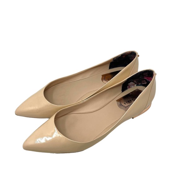 Ted Baker London Izlar Nude Patent Leather Pointed Toe Flats Size 40 US 9.5 - Picture 3 of 10